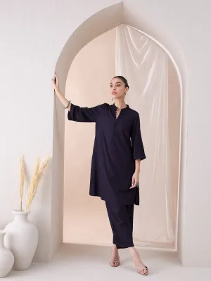 Black Roll-Up Sleeves Tunic With Roll-Up Pant