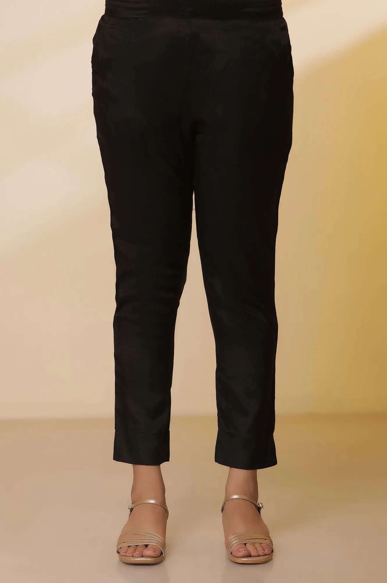 Black Shantung Embroidered Straight Kurta, Pants with Dupatta Set