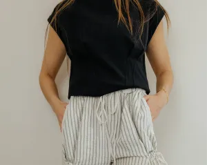 Black Structured Cap Sleeve Top