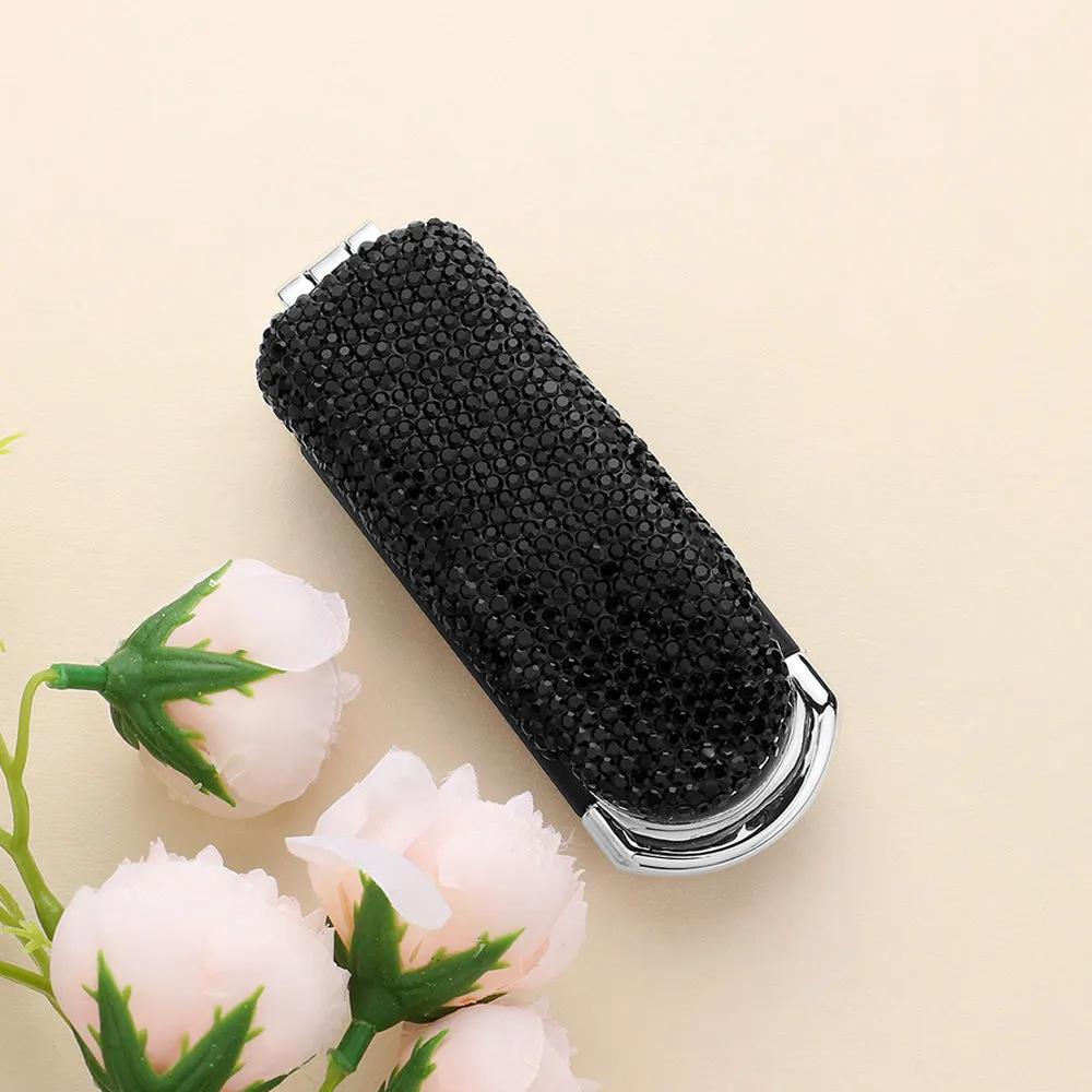 Bling Studded Portable Folding Mirror Hairbrush | MS0285