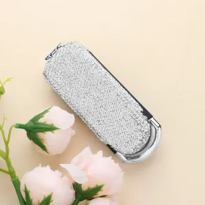 Bling Studded Portable Folding Mirror Hairbrush | MS0285