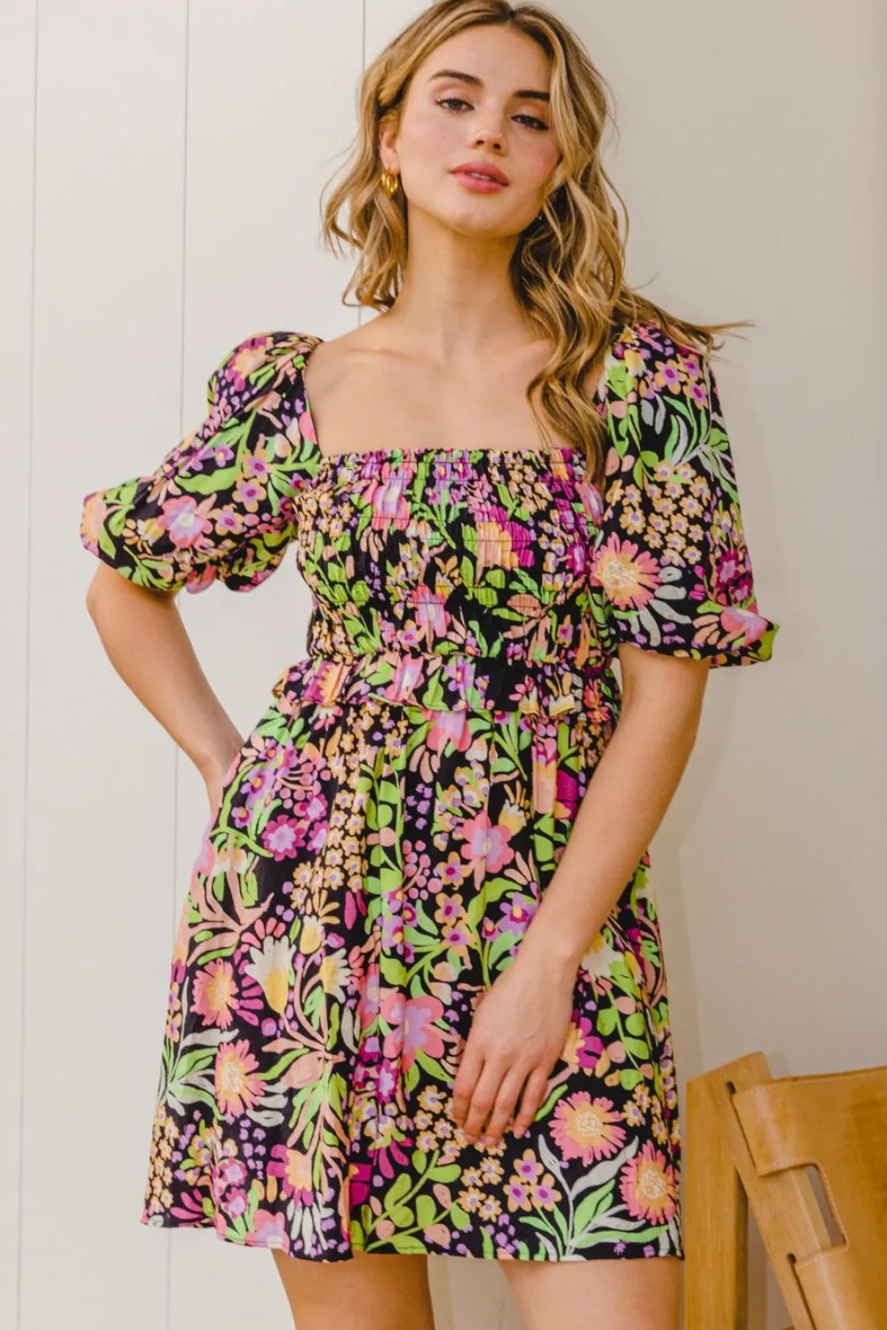 Blossom Babe Tie-Back Mini – ODDI Full Size Floral Dress
