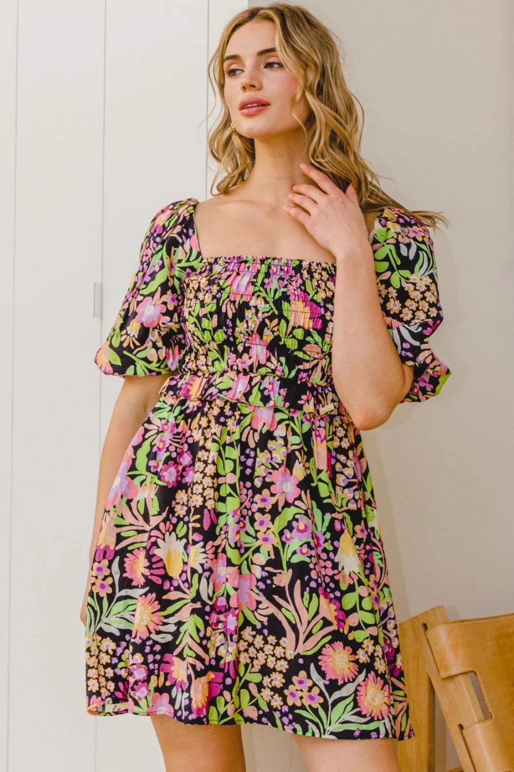 Blossom Babe Tie-Back Mini – ODDI Full Size Floral Dress