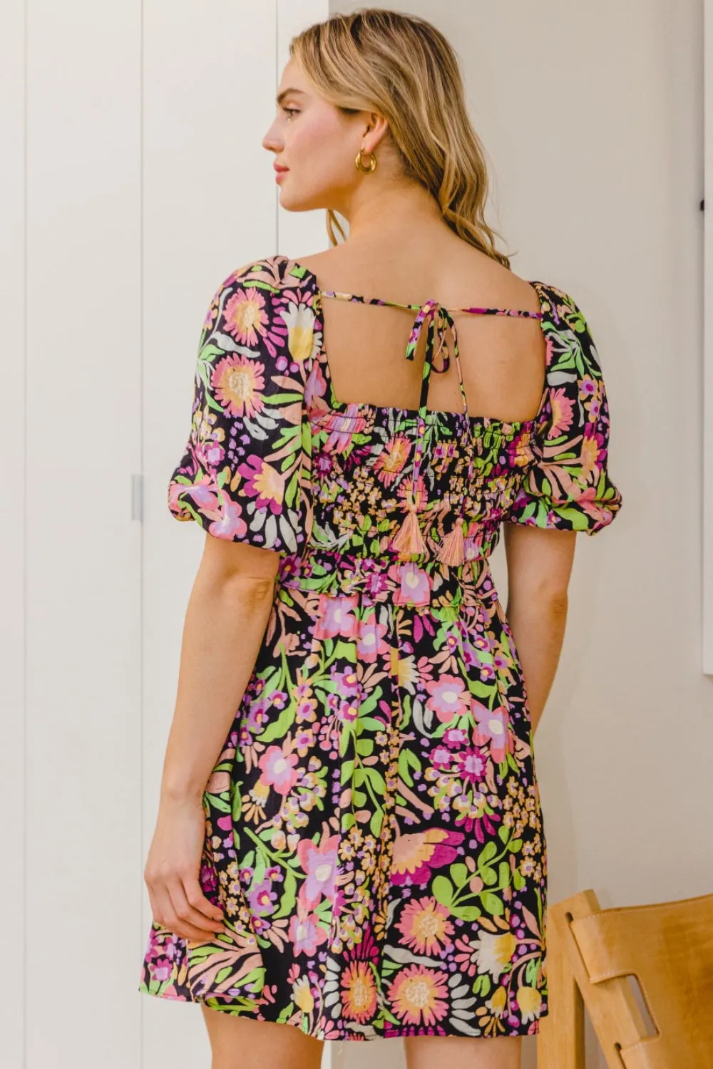 Blossom Babe Tie-Back Mini – ODDI Full Size Floral Dress