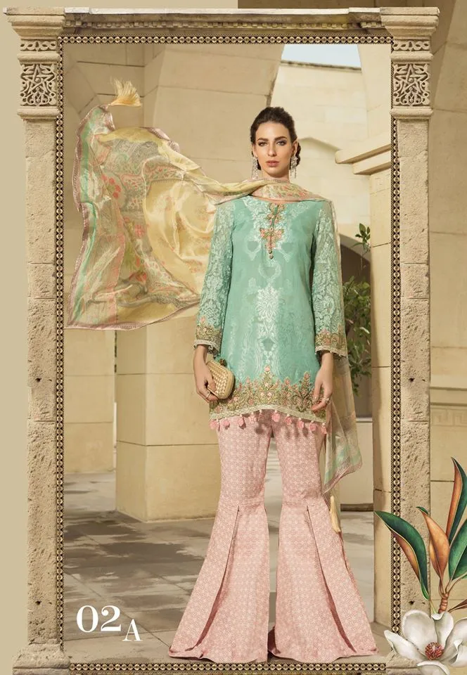 Blue & Pink Maria B. Summer 2019 Lawn-Cotton Suit.