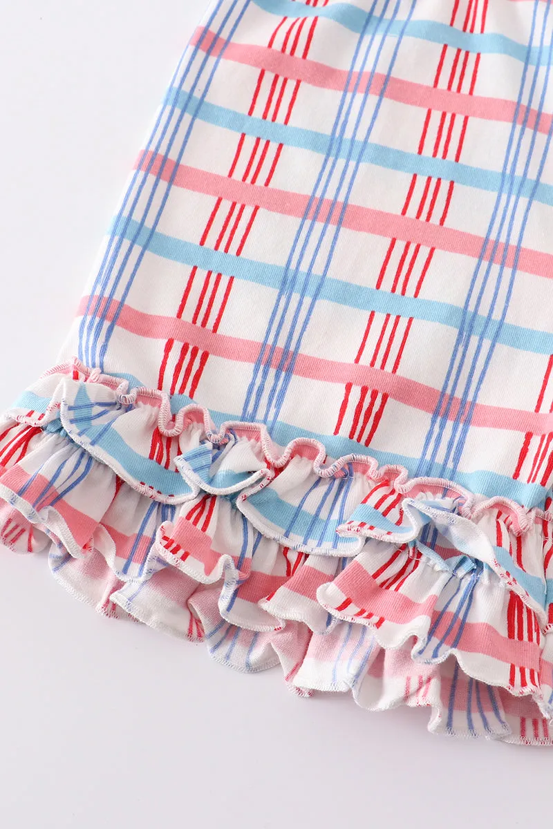 Blue & White Floral Print Ruffle Girl Set