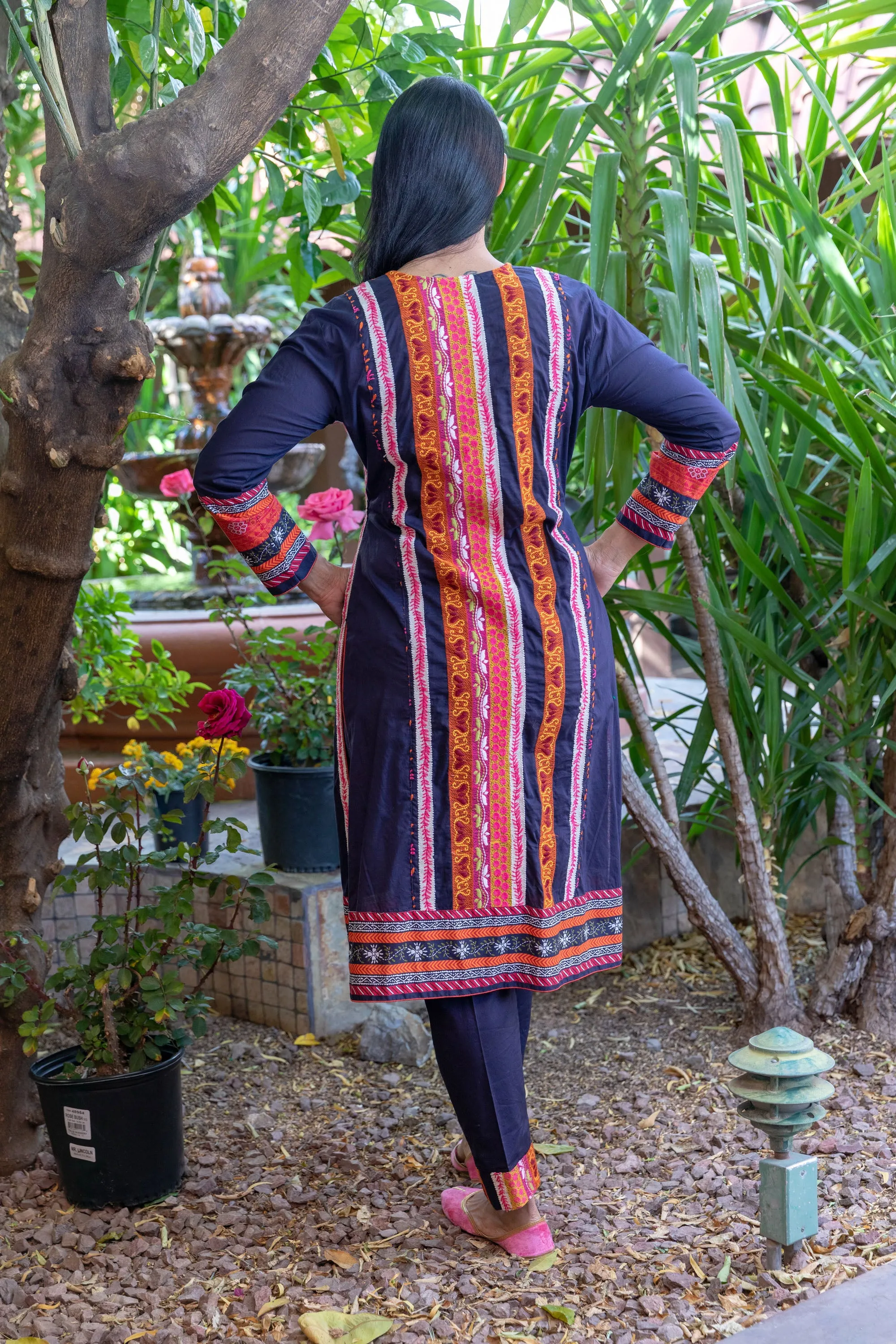 Blue Cotton Embroidery Suit Salwar Kameez