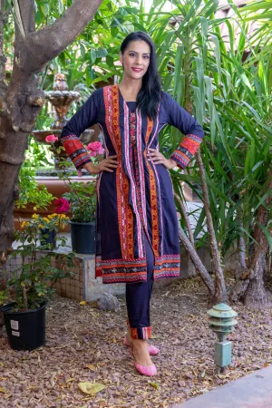 Blue Cotton Embroidery Suit Salwar Kameez