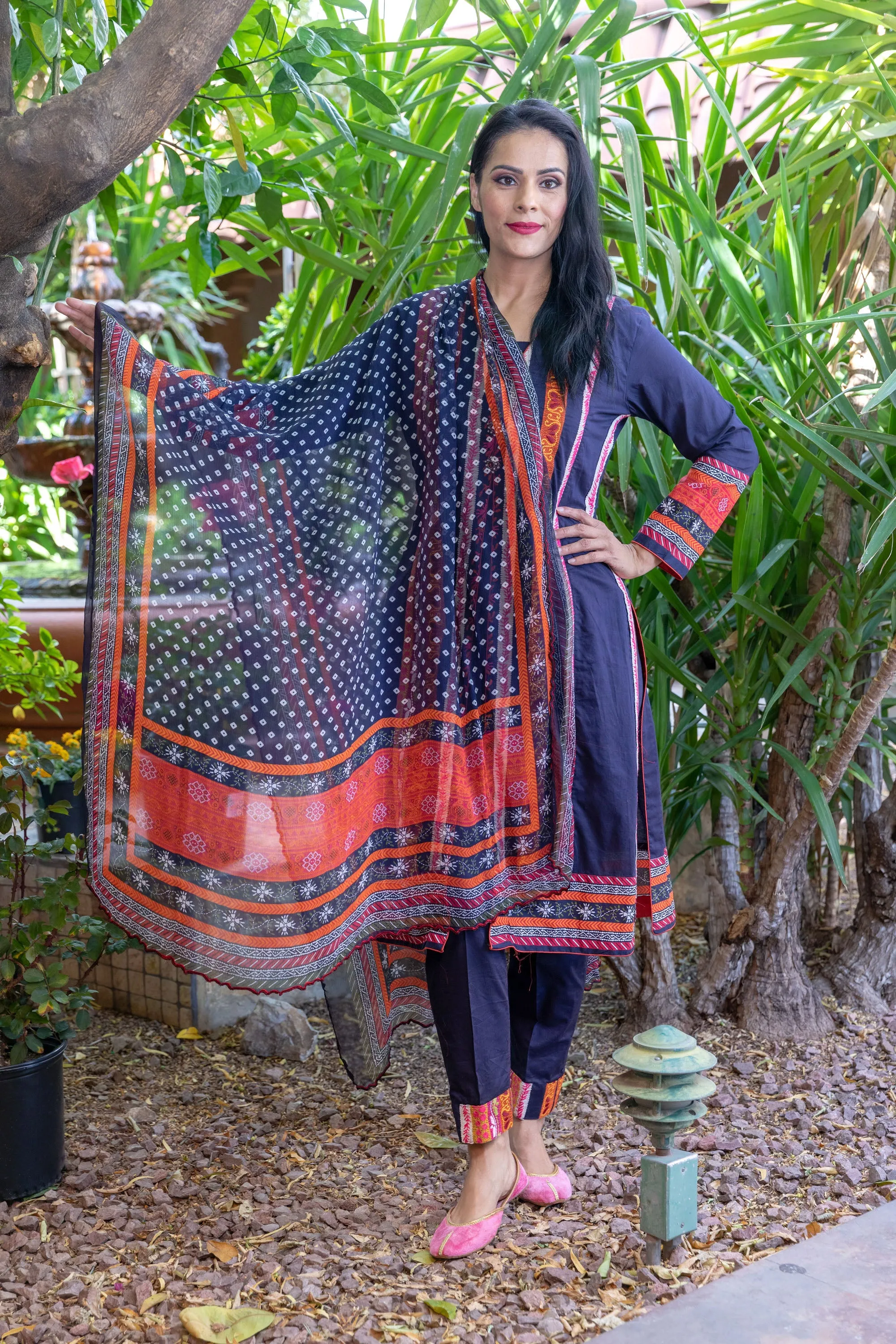 Blue Cotton Embroidery Suit Salwar Kameez