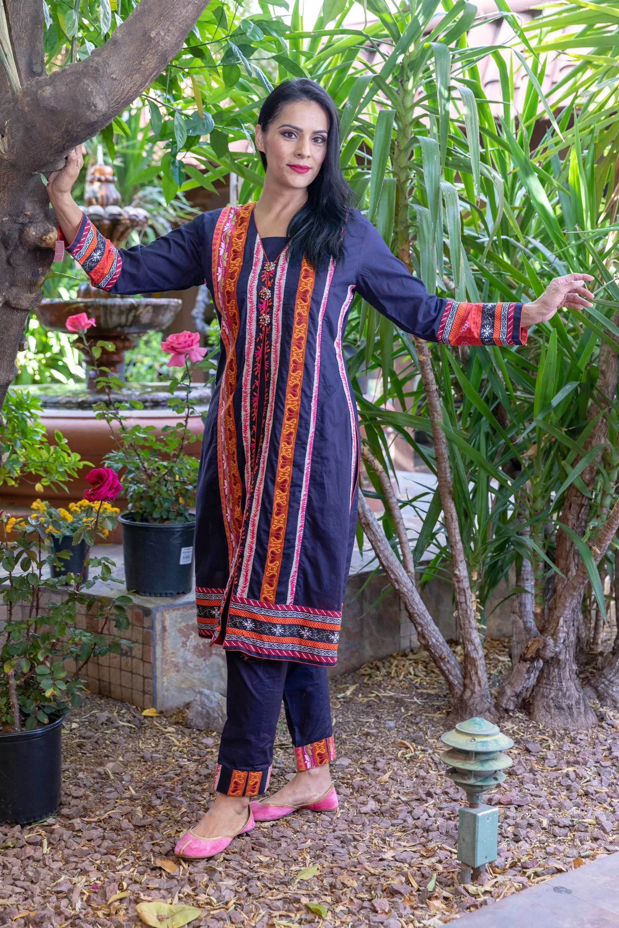 Blue Cotton Embroidery Suit Salwar Kameez