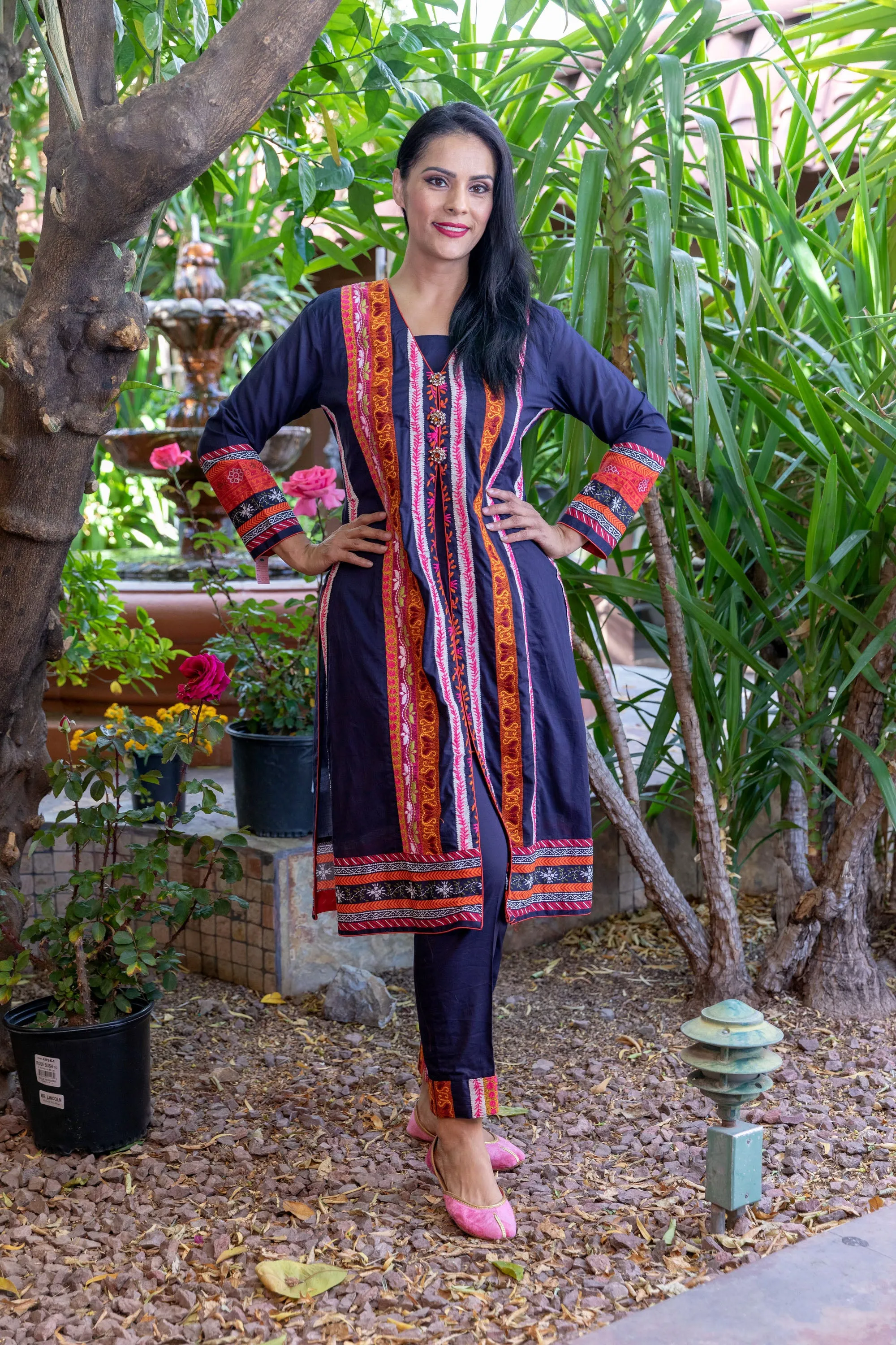 Blue Cotton Embroidery Suit Salwar Kameez