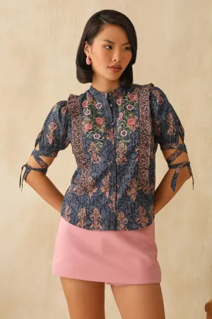 Blue Digital Ethnic Print Shirt
