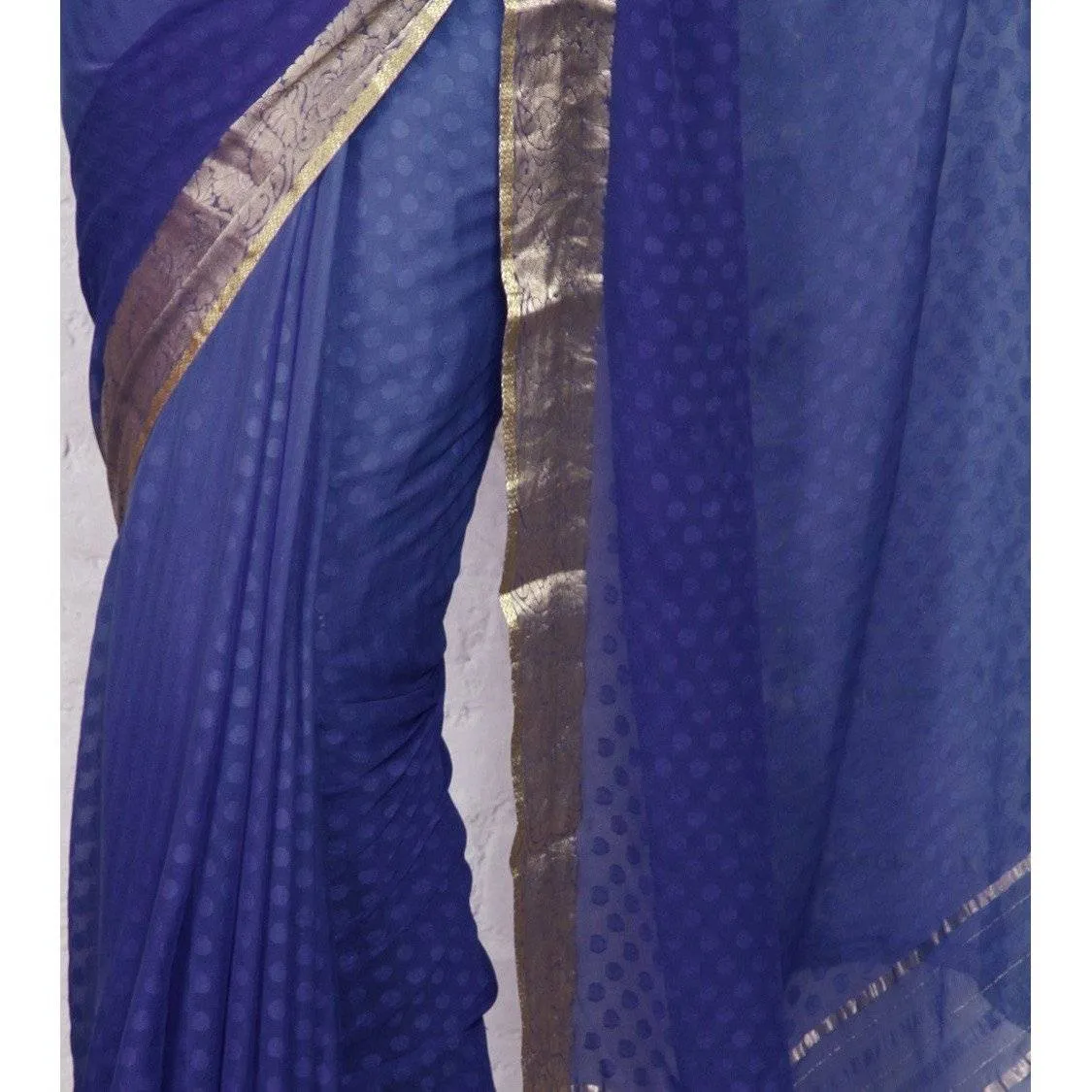 Blue Georgette Saree with Zari Border