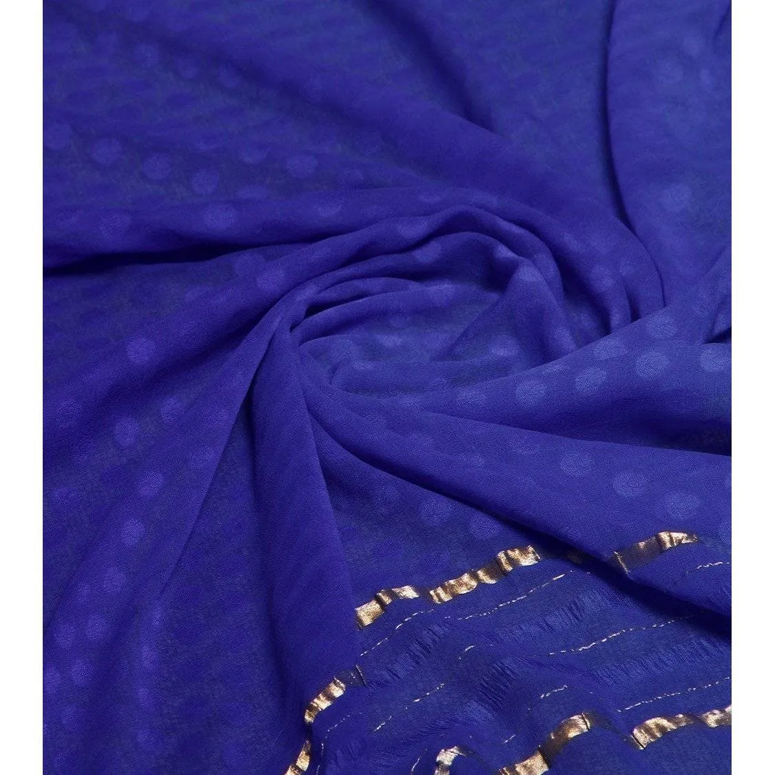 Blue Georgette Saree with Zari Border
