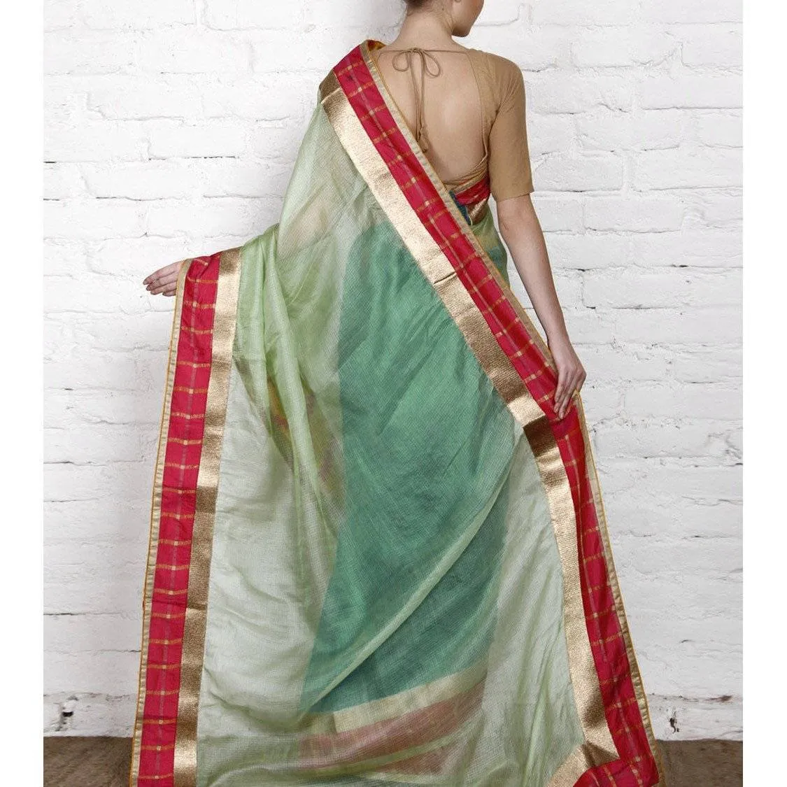 Blue Muga Silk Saree with Banarasi Silk Border