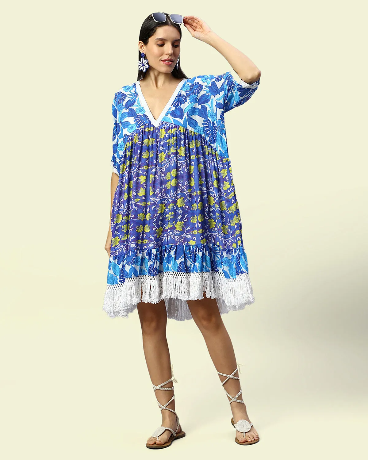 Blue Pottery Tassel Dress