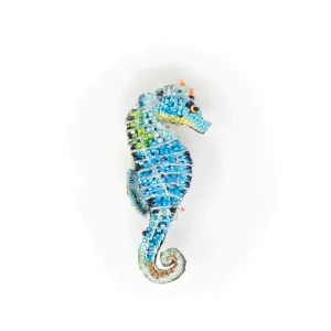 Blue Seahorse Brooch Pin