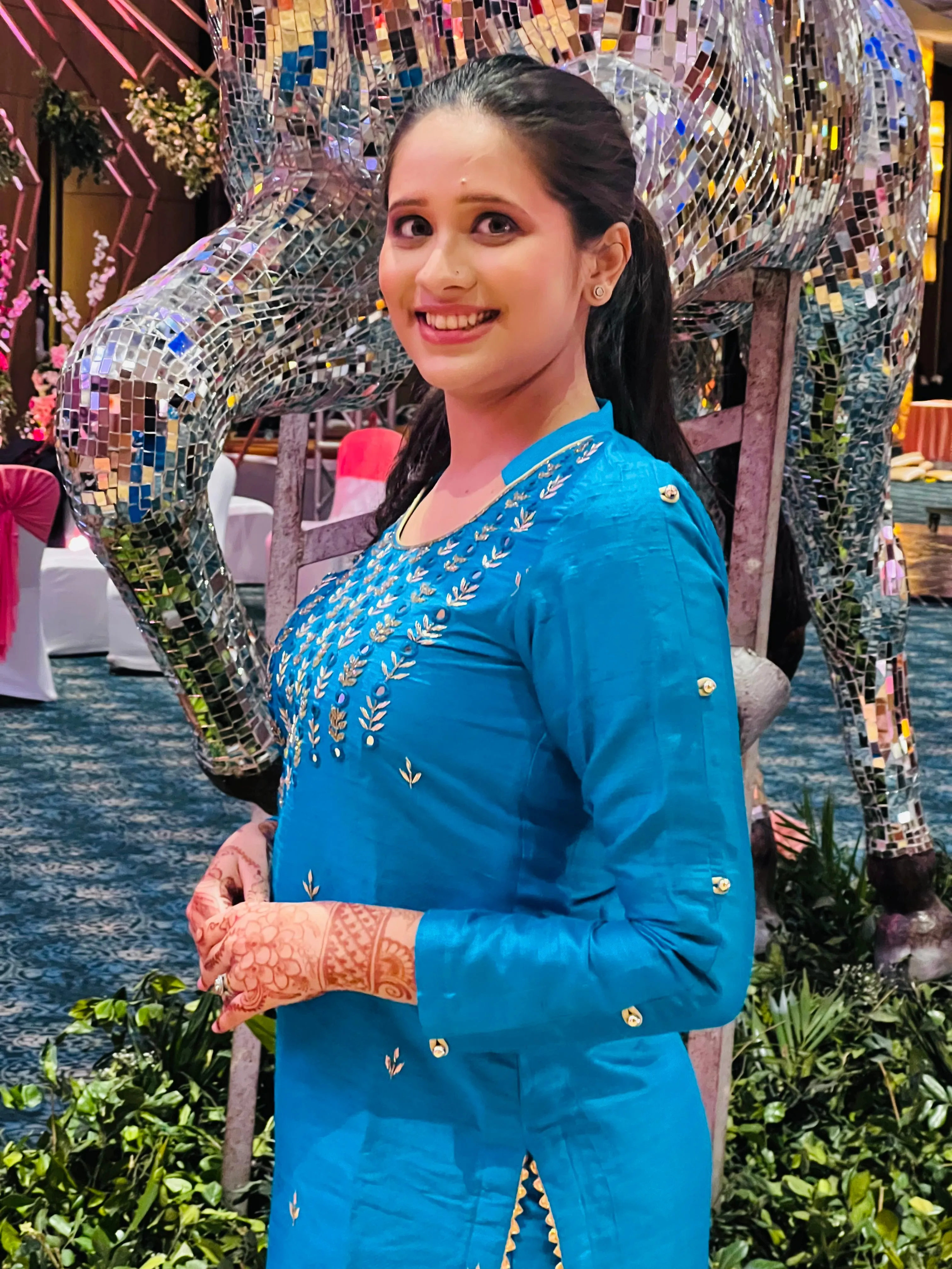 Blue Silk Embroidered Suit