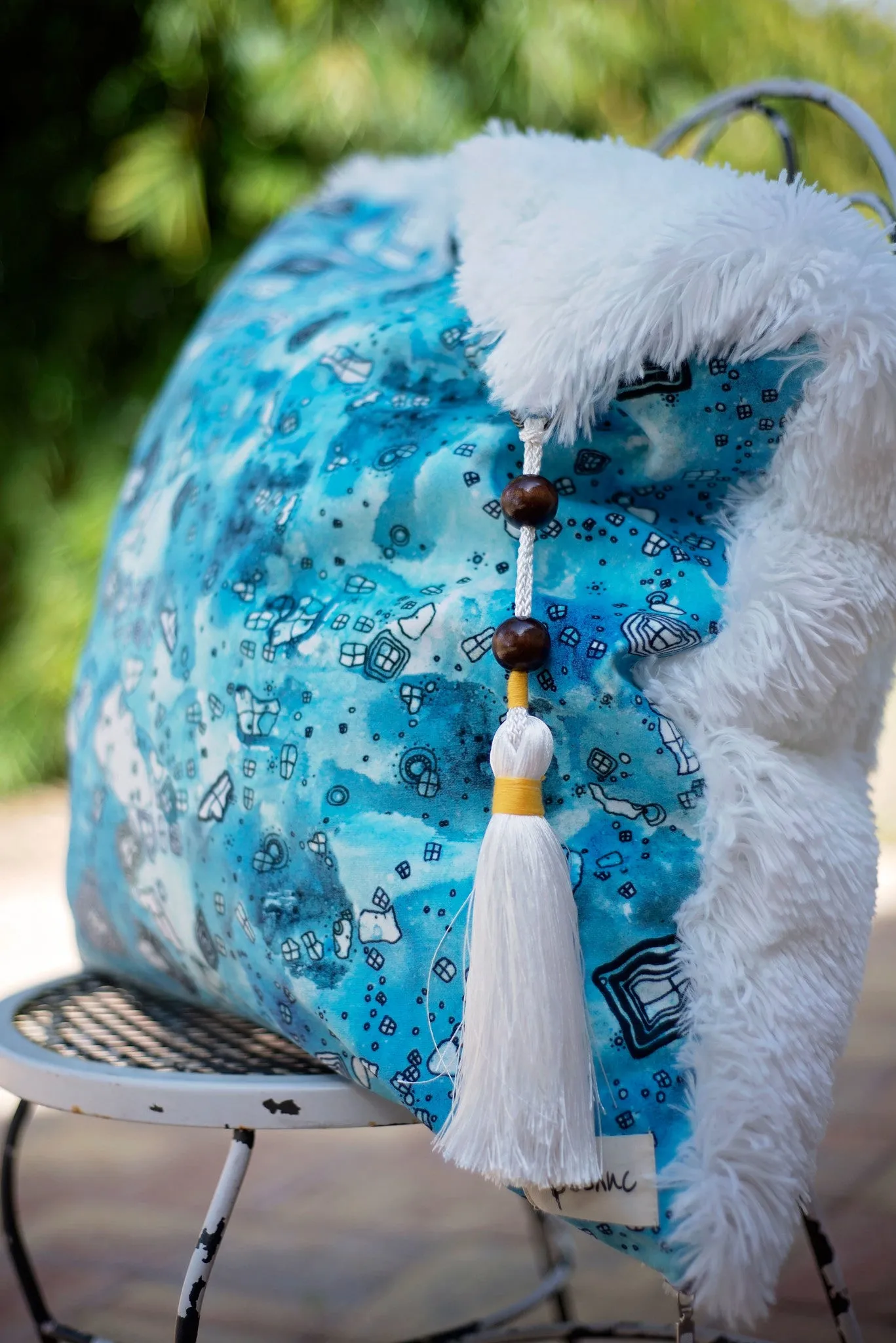 'Blue Sky' large shag art pillow