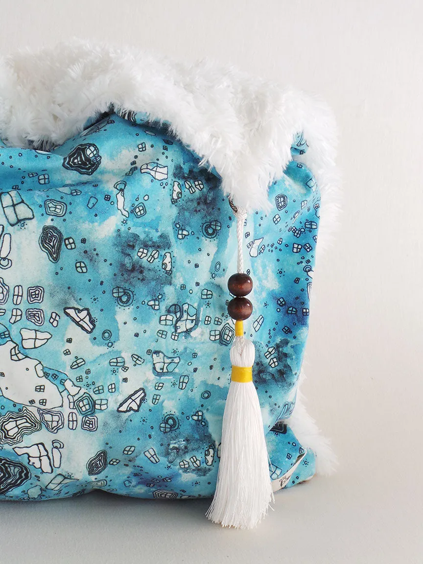 'Blue Sky' large shag art pillow