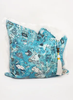 'Blue Sky' large shag art pillow