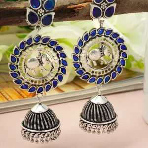 Blue Stone Traditional Elephant Earrings