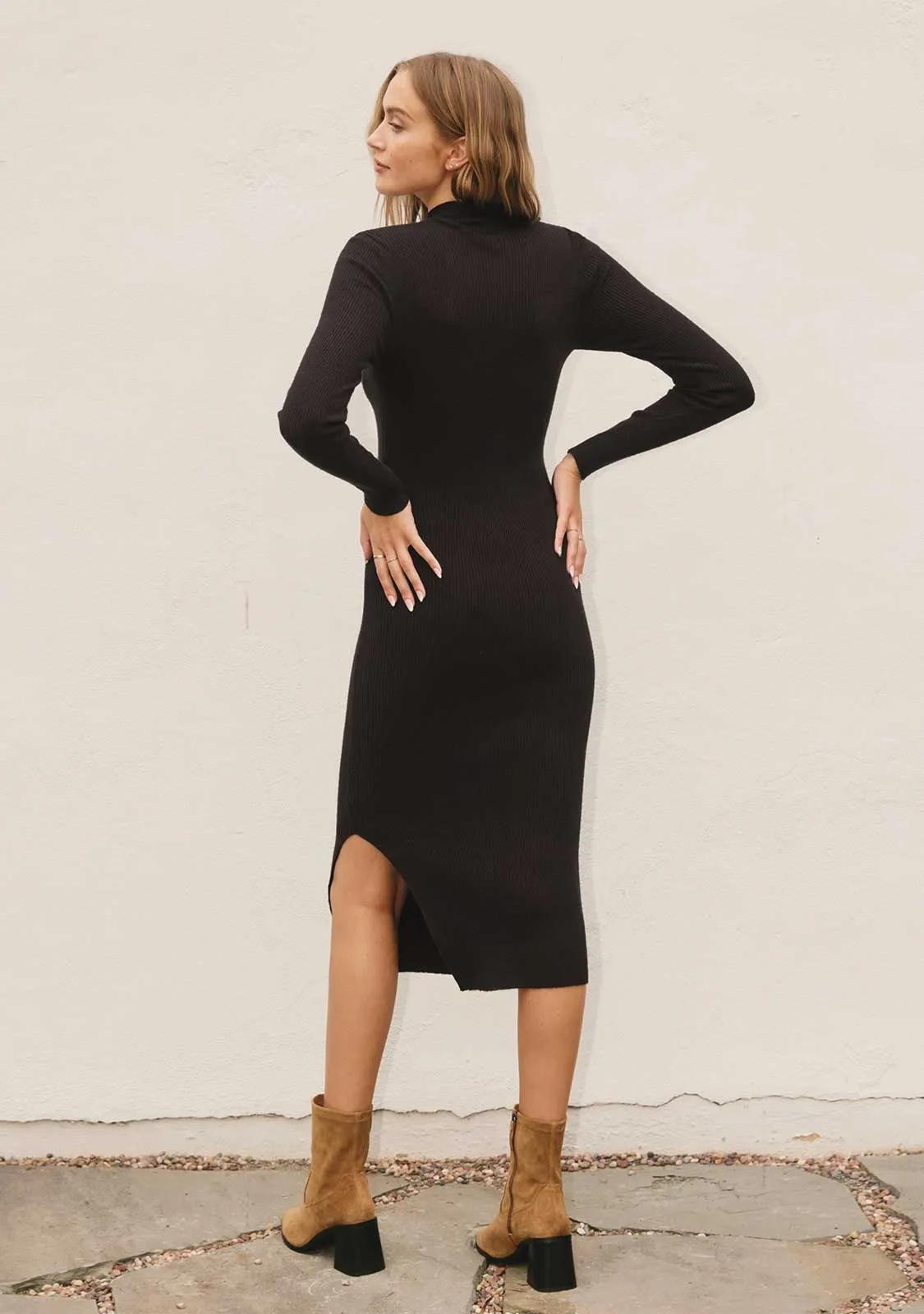 Bodycon Mock Neck Midi Dress