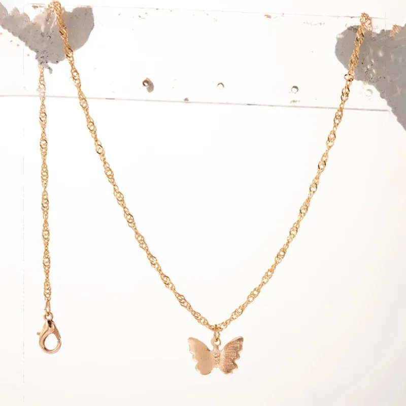 Bohemian Butterfly Three-Layer Pearl Pendant Necklace