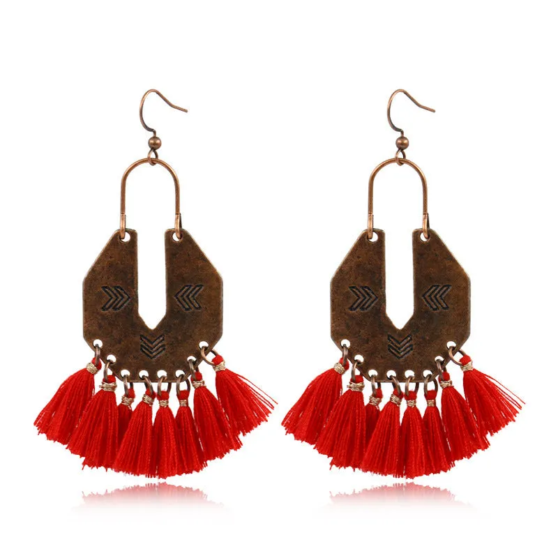 Bohemian fashion long tassel earrings