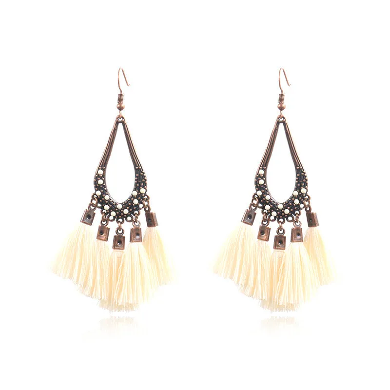 Bohemian fashion long tassel earrings