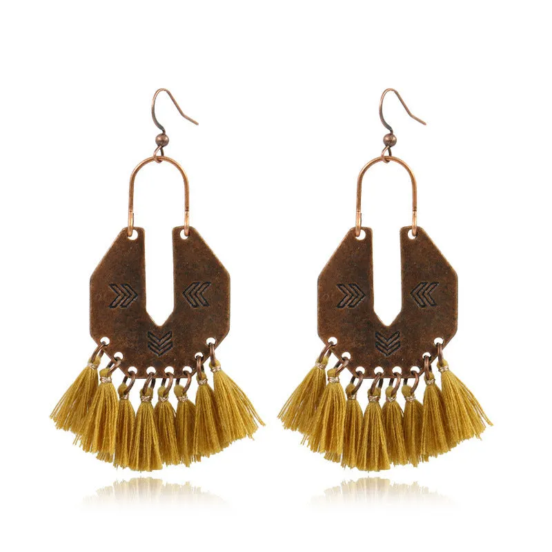 Bohemian fashion long tassel earrings