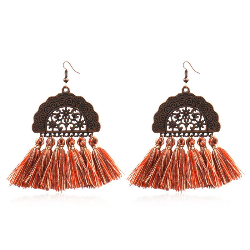 Bohemian fashion long tassel earrings