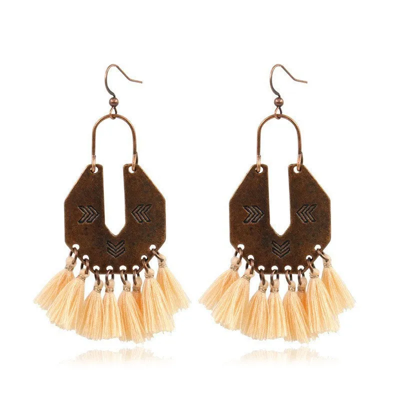 Bohemian fashion long tassel earrings