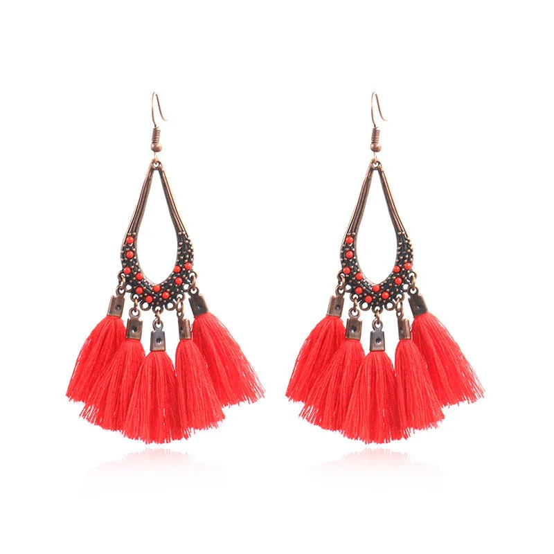 Bohemian fashion long tassel earrings