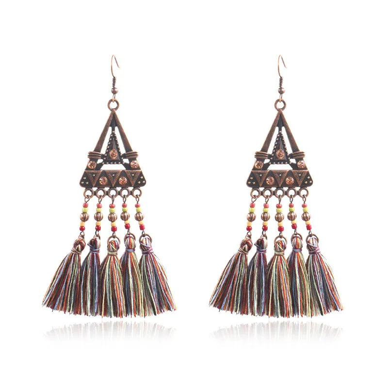 Bohemian fashion long tassel earrings