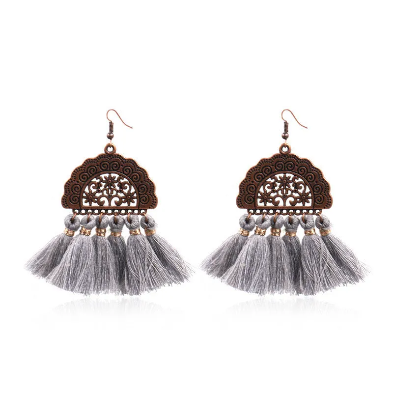Bohemian fashion long tassel earrings