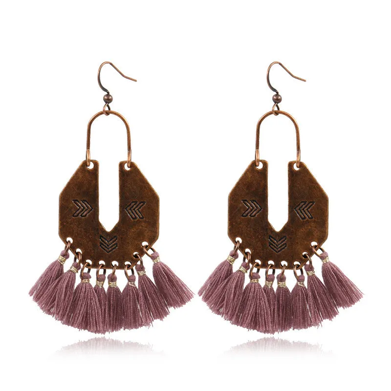 Bohemian fashion long tassel earrings