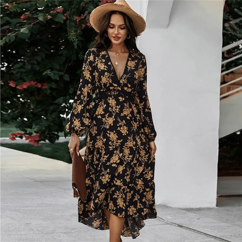 Bohemian Floral Print Dress