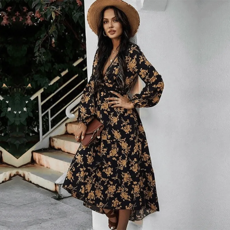 Bohemian Floral Print Dress