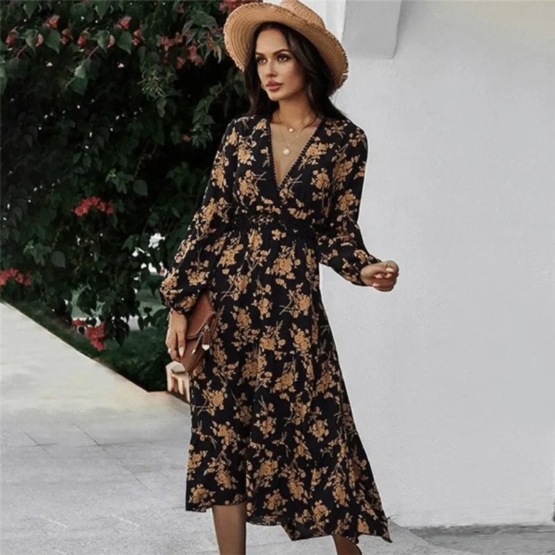 Bohemian Floral Print Dress