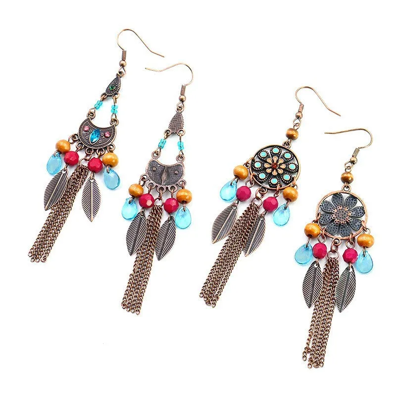 Bohemian long tassel earrings
