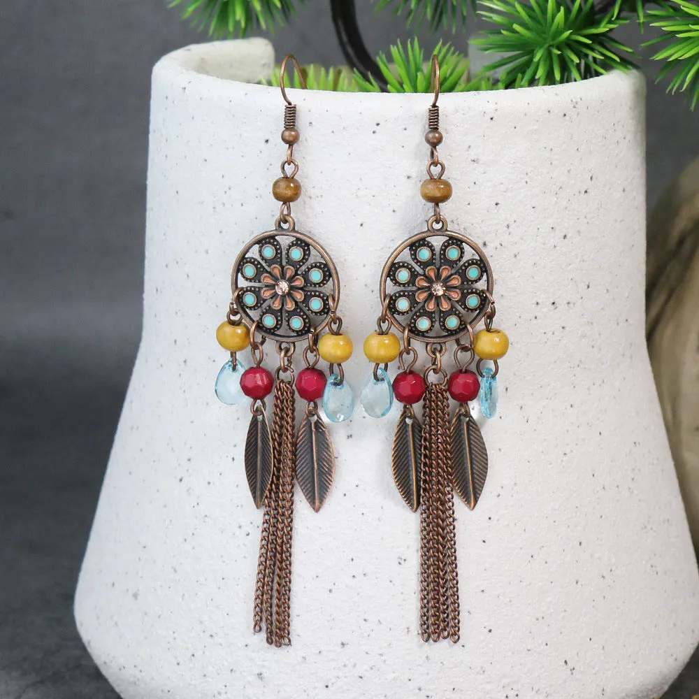 Bohemian long tassel earrings