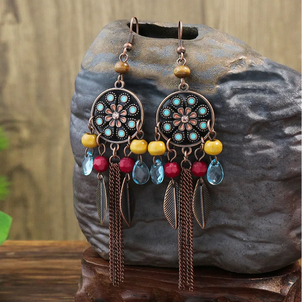 Bohemian long tassel earrings