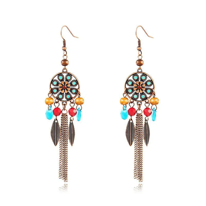 Bohemian long tassel earrings