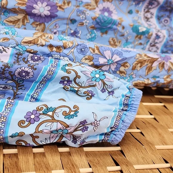 Bohemian purple, Blue, floral Fall, Spring Paisley  Longsleeve Dress