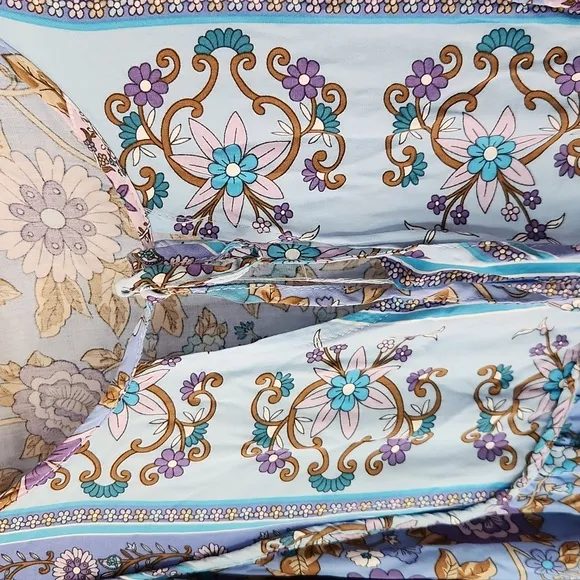 Bohemian purple, Blue, floral Fall, Spring Paisley  Longsleeve Dress