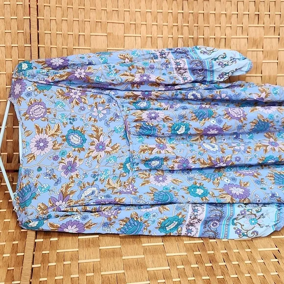 Bohemian purple, Blue, floral Fall, Spring Paisley  Longsleeve Dress