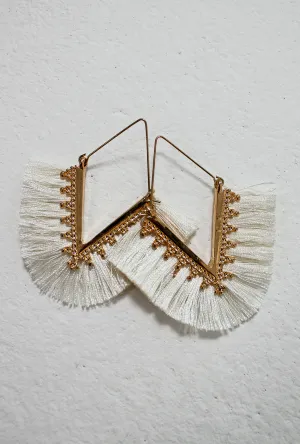 Bohemian Tassel Earrings - Cream