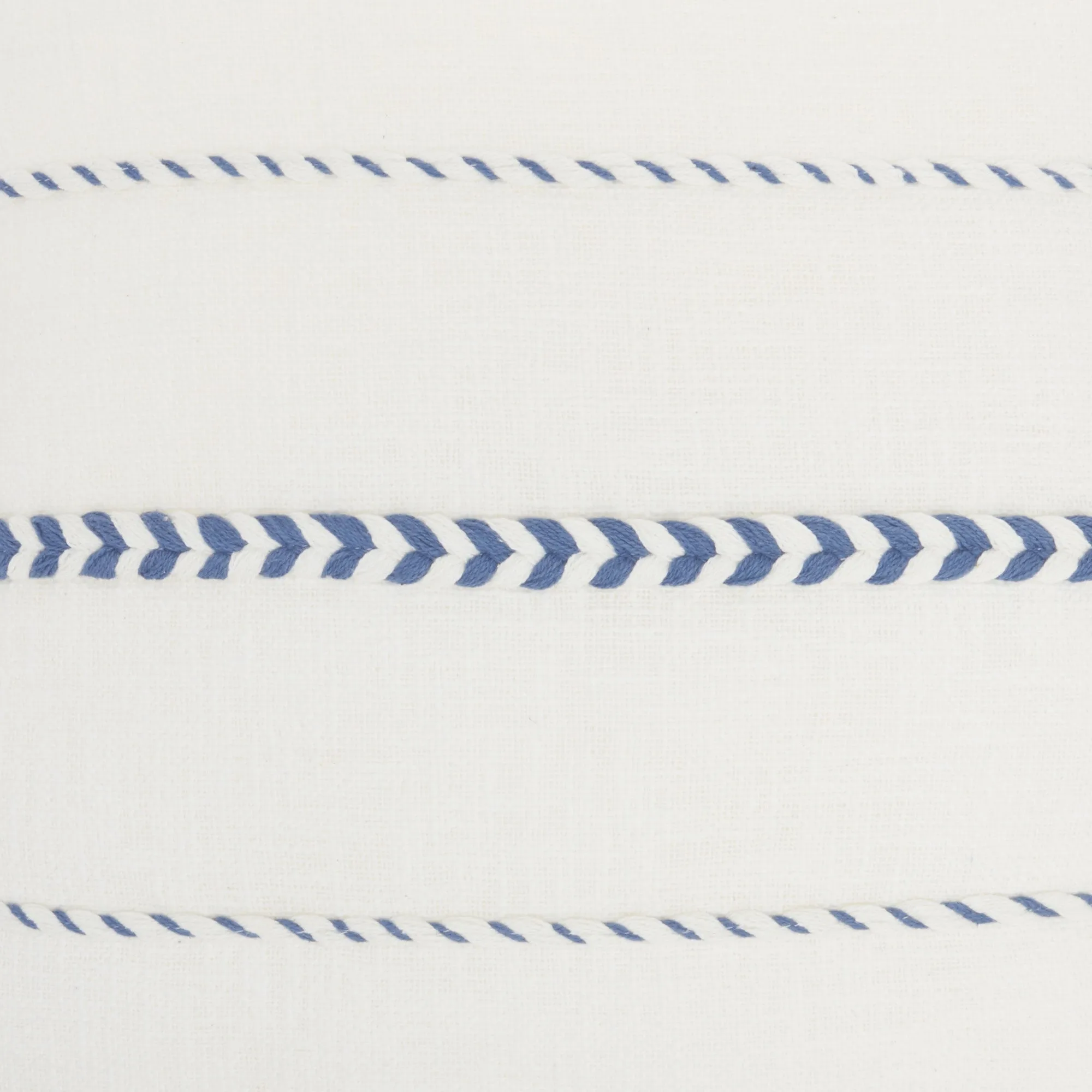 Bohemian White Cotton Accent Pillow with Blue Tassel Details