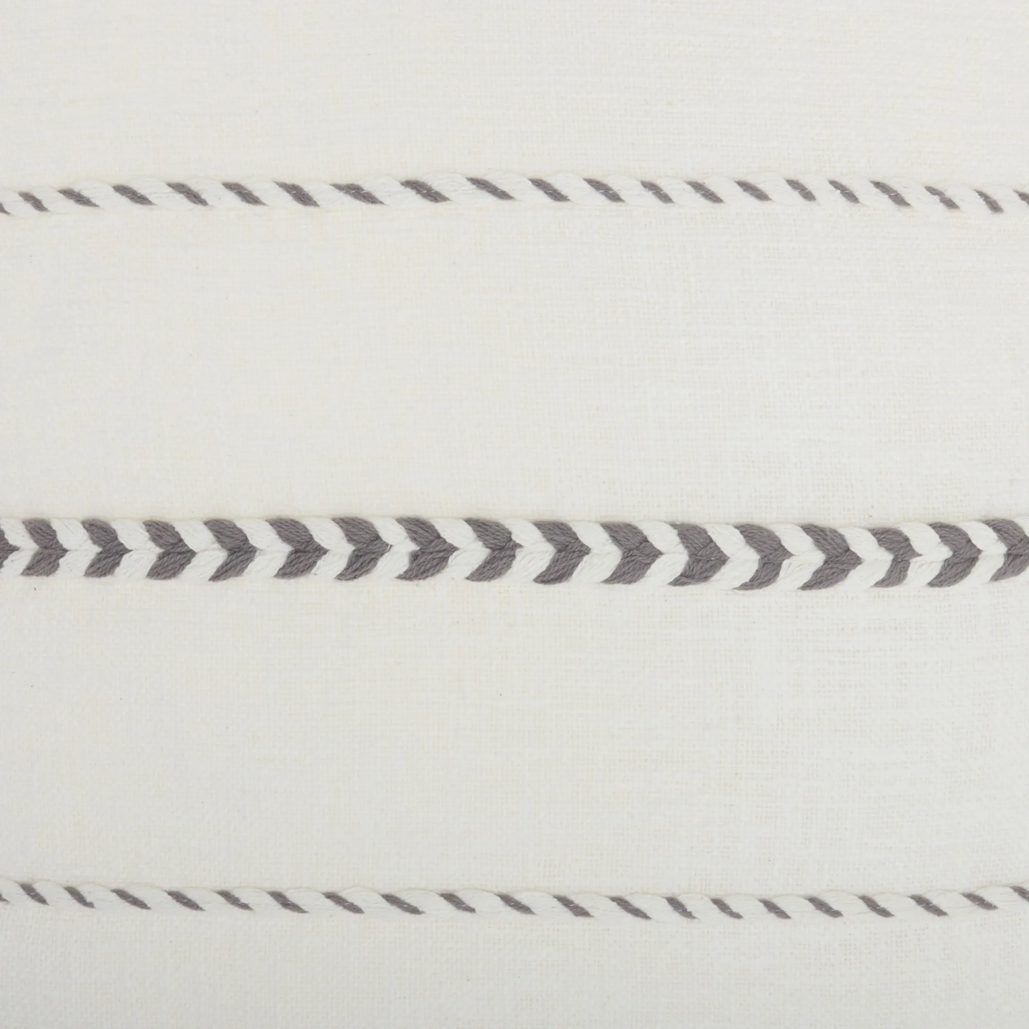 Bohemian White Cotton Accent Pillow with Grey Tassel Details